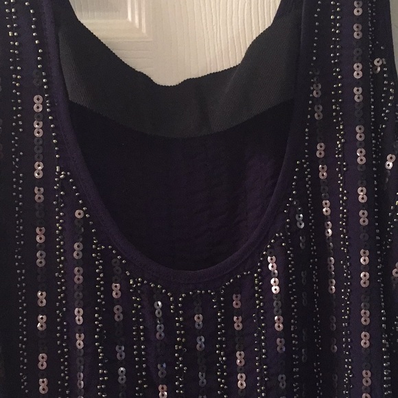 Forever 21 sequin and bead navy top - Picture 3 of 5